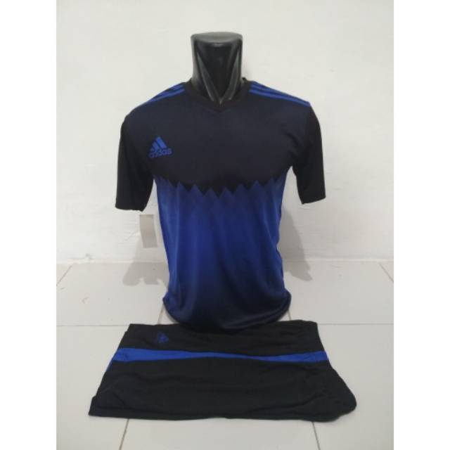 [PRINTING] ADIDAS BIRU HITAM KOSTUM FUTSAL JERSEY KAOS BAJU BOLA SETELAN STELAN 26sport
