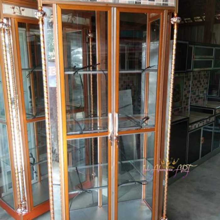 Lemari Pakaian Mewah Kaca / Lemari Baju Pintu 2 Alumunium