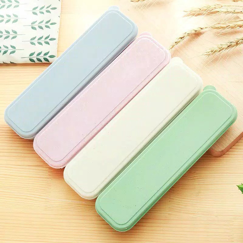 WARNA RANDOM JERAMI GANDUM SENDOK GARPU SUMPIT PORTABLE SET / ALAT MAKAN BAHAN ALAMI JERAMI GANDUM