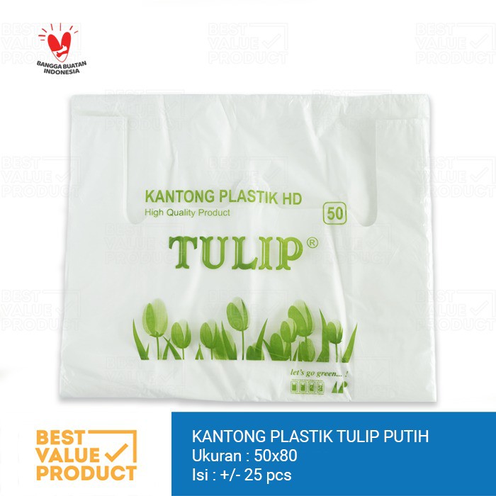 Kantong Plastik Kresek Tulip PUTIH 50 HD GO GREEN