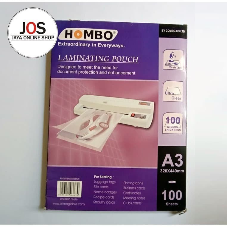

Laminating Film Ukuran A3 Hombo