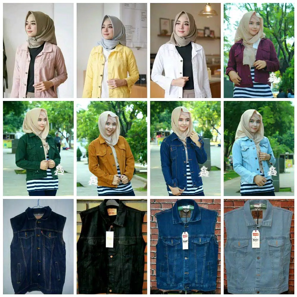 JAKET LEVIS CEWE MURAH BAGUS MERAH MAROON HIJAU ARMY COKLAT MUSTARD BABY PINK KUNING PISANG PUTIH