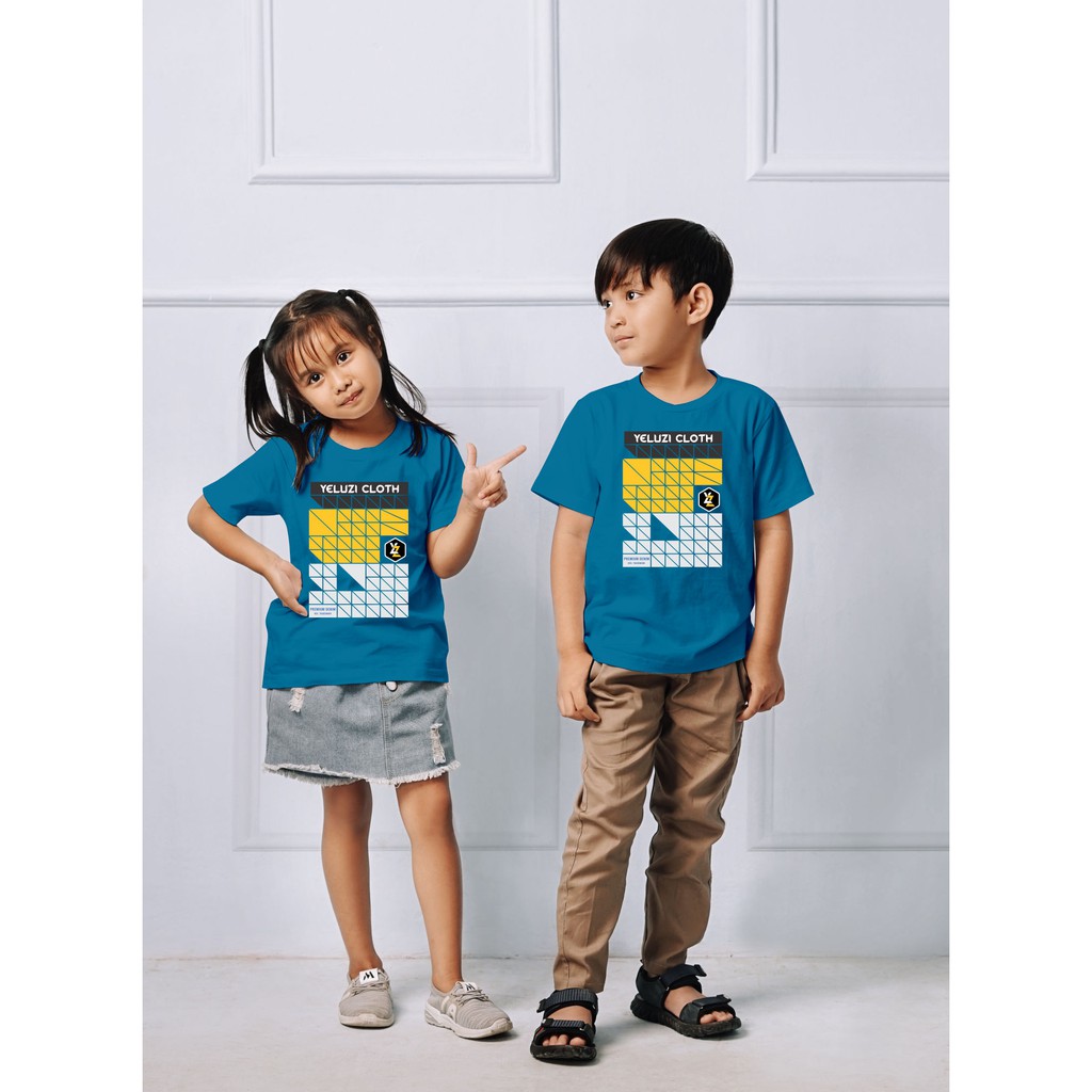 Kaos Baju anak distro oblong biru yeluzi