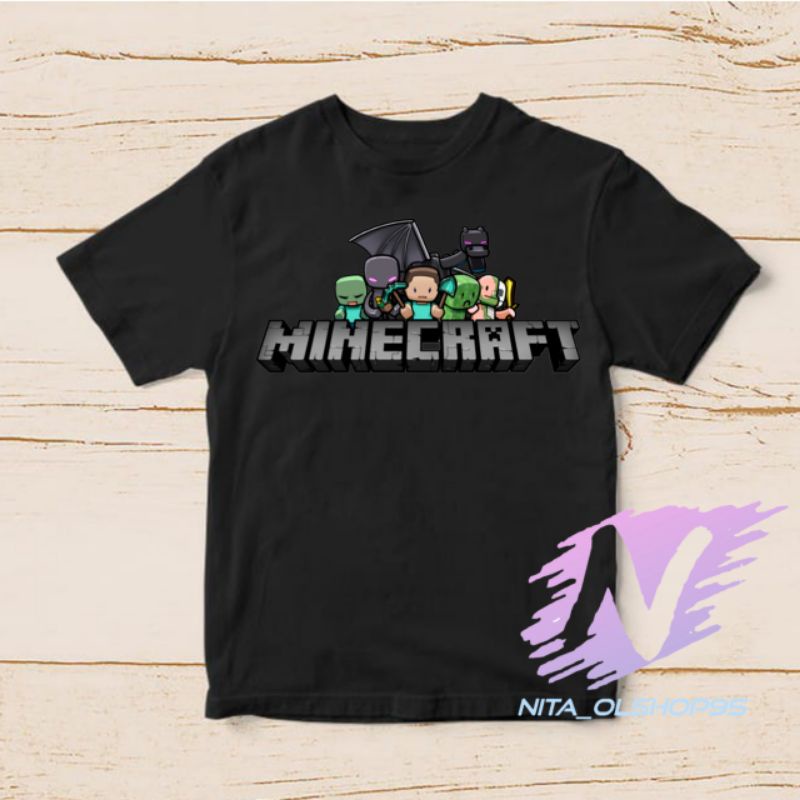 baju minicraft kaos anak Minecraft kaos anak karakter mobile