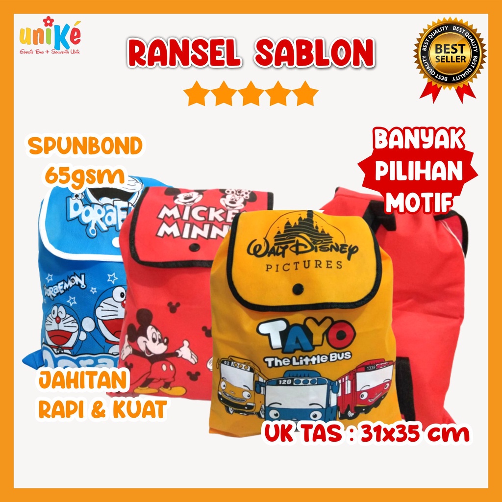 

[MURAH] TAS SPUNBOND RANSEL Sablon Karakter Goodie Bag ulang tahun anak Goody Ultah GROSIR