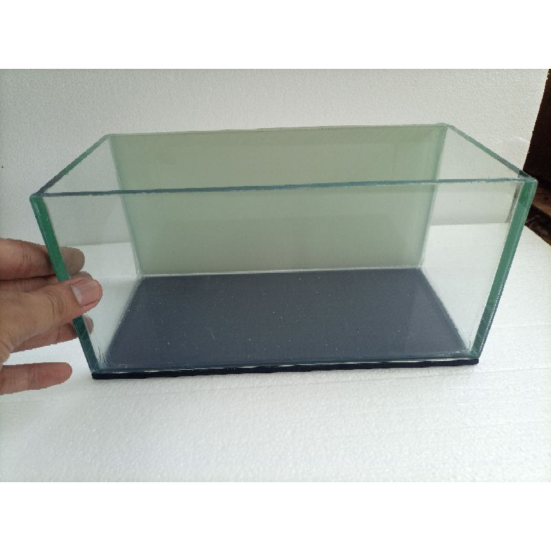 Aquarium kaca soliter background putih ukuran mini 25x12x12 cm beby chana gabus