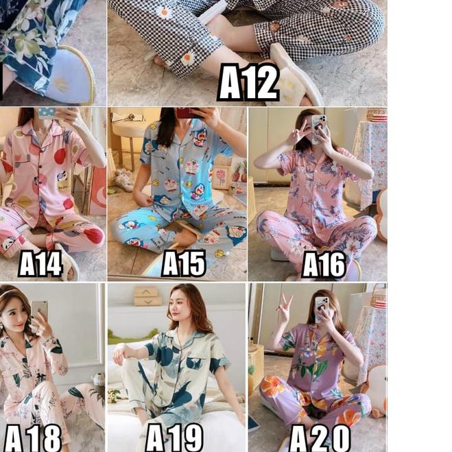 ♤ Baju Tidur Piyama Set/Piyama Wanita Import/Baju Piyama Lengan Pendek/Short Sleep Wear A11-A20 ☃
