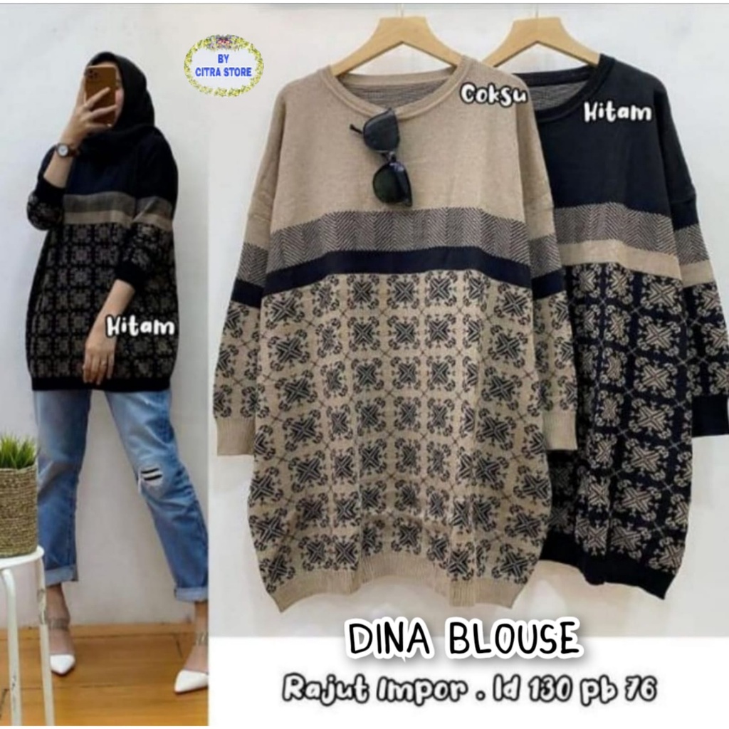 BLOUSE WANITA JUMBO LD 130 / BLOUSE RAJUT IMPORT OVERSIZE
