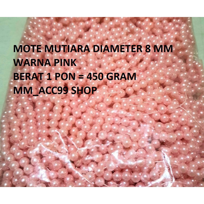 1 Pon Manik Mote Mutiara Diameter 8mm - Payet Mutiara 8mm