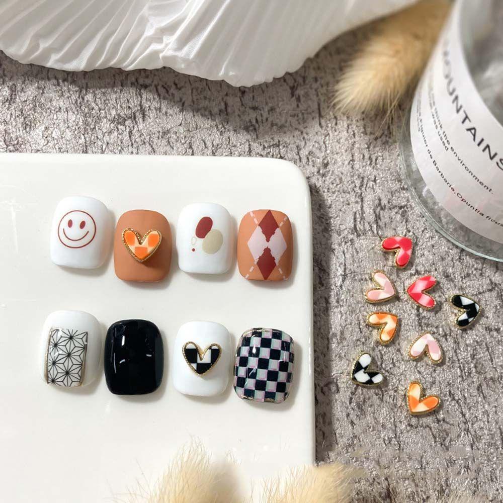 Agustina Cinta Hati Perhiasan Kuku Mode Tepi Logam Pesona Manis Jepang DIY Nail Art Ornamen