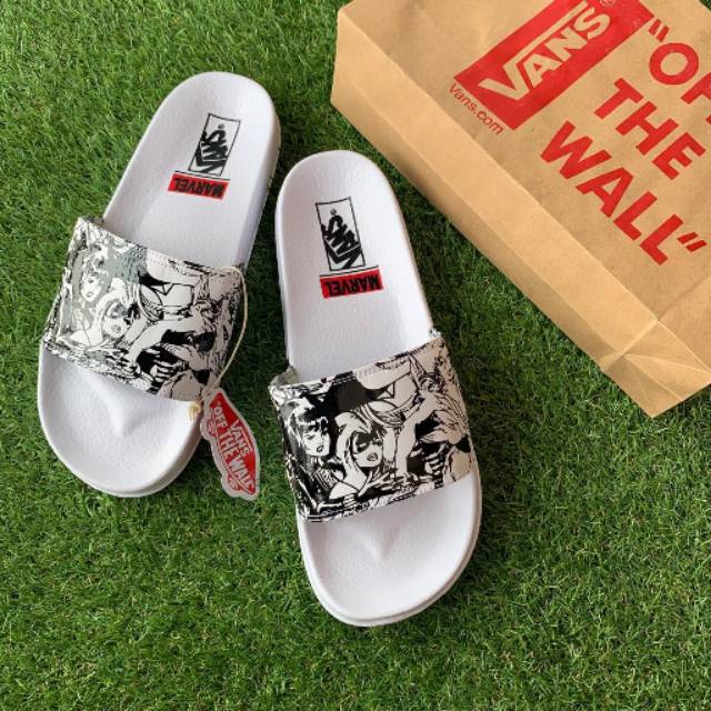 VANS SANDALS HYPEBEAST sandal marvel character slip on kasual white - RAFADENIT STORE