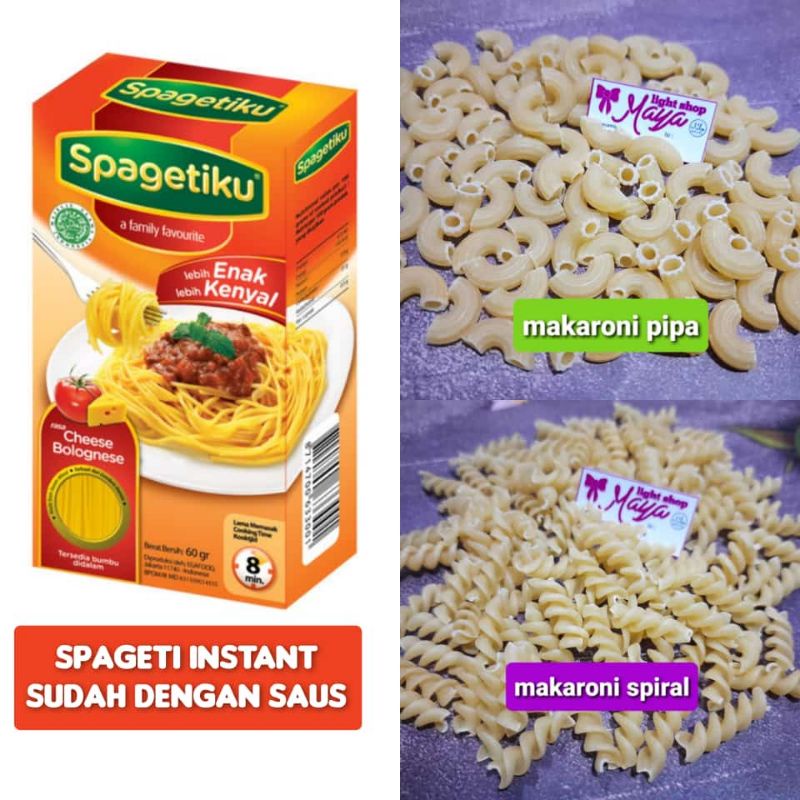 Jual Pasta makaroni pipa spiral spageti instant bolognese snack makaroni  bantat mie spagetti macaroni promo | Shopee Indonesia