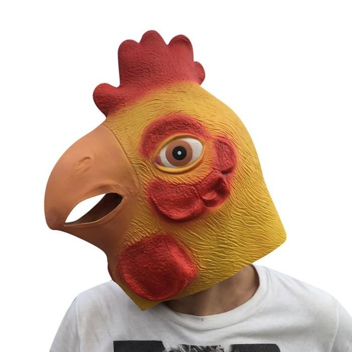 Topeng Ayam Jago Rooster Hen Cock Burung Bahan Latex Halloween 028