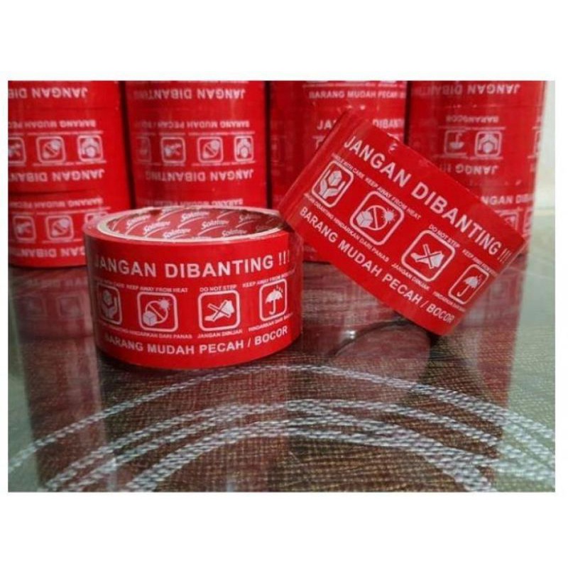 

PACKING LAKBAN FRAGILE ISOLASI LEM SELOTIP WARNA MERAH TAPE ONLINE SET