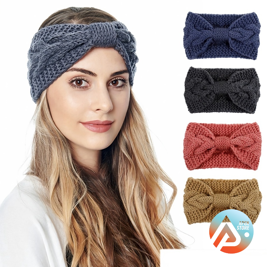 APEN Bando Rajut Wool Pita Headband Cantik Korea Bando Rajut Besar Bandana Simpul Twist Aksesoris Ra