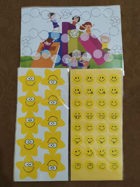Sticker Reward Star Bintang - Stiker Emoticon Smiley Face Happy Guru Murid Hadiah Penghargaan Anak