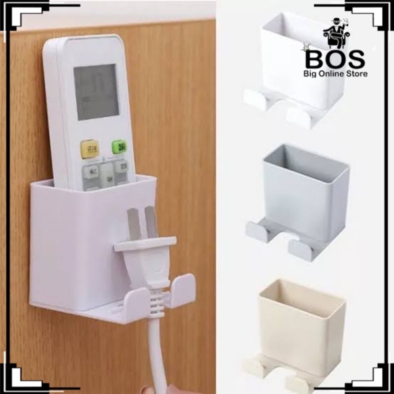 BOS - HOLDER TEMPEL DINDING HP REMOTE 2 IN 1 | RAK KOTAK + GANTUNGAN 2IN1