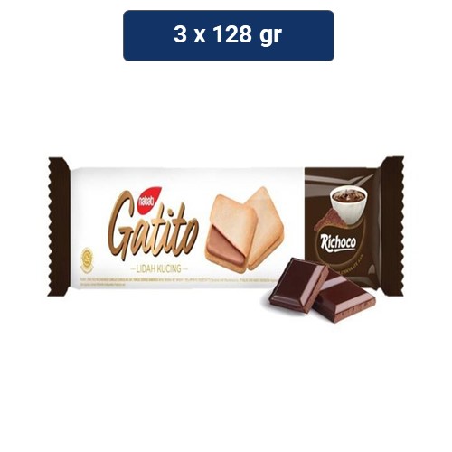 Gatito Richoco Biskuit Coklat 3 x 128 gr