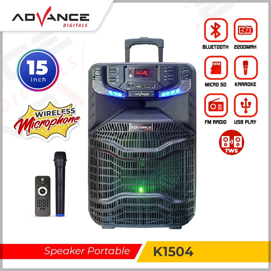 Advance Speaker K1504 Meeting Bluetooth Salon Aktif 15&quot; Gratis 1 Mic