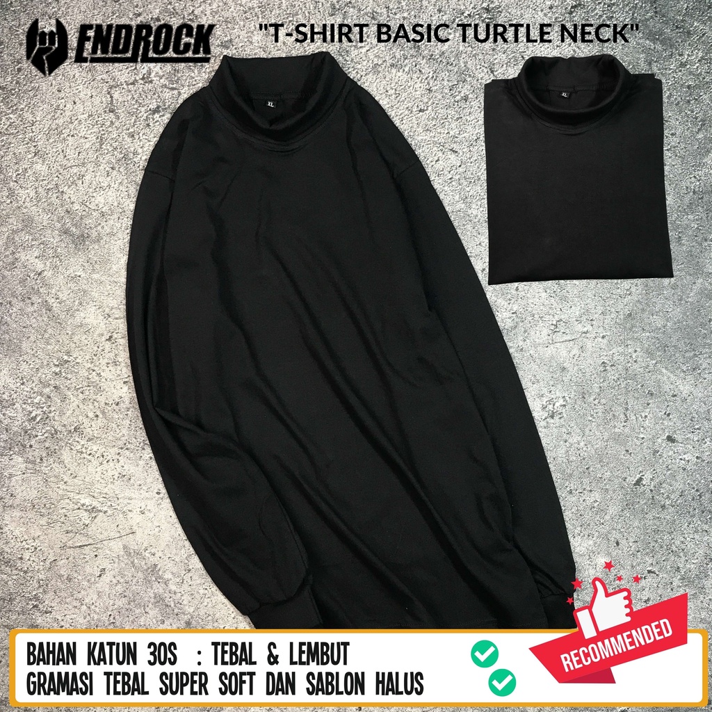 Kaos lengan panjang polos turtle neck