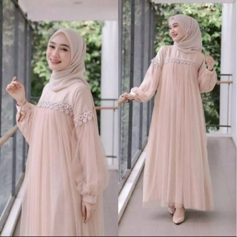 Alesha Best Maxy Zoya Dress size :  M - L - XL / Tutu Tile ( Full Keliling) / Gamis Trendy dan Modis / Gamis 2022