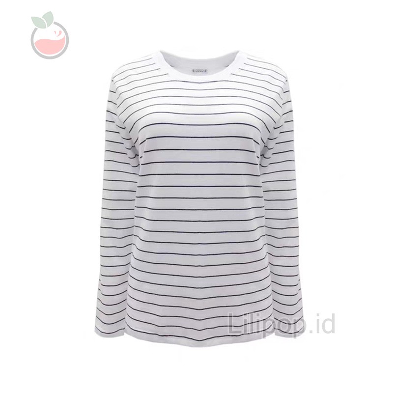 Kaos Salur Lengan Panjang Wanita All Size Dewasa Lilipop Murah Kerah O