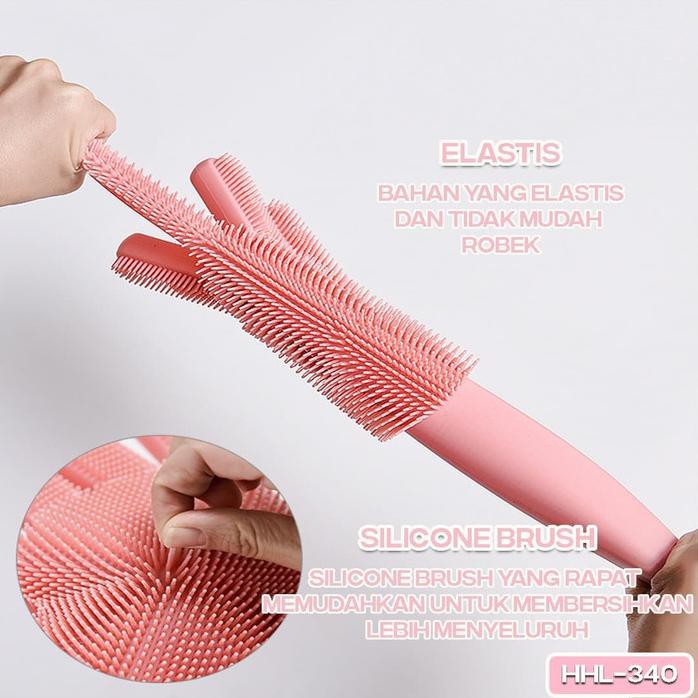 SILICONE GLOVE sepasang sarung tangan cuci sikat pembersih HHL-340 hemat