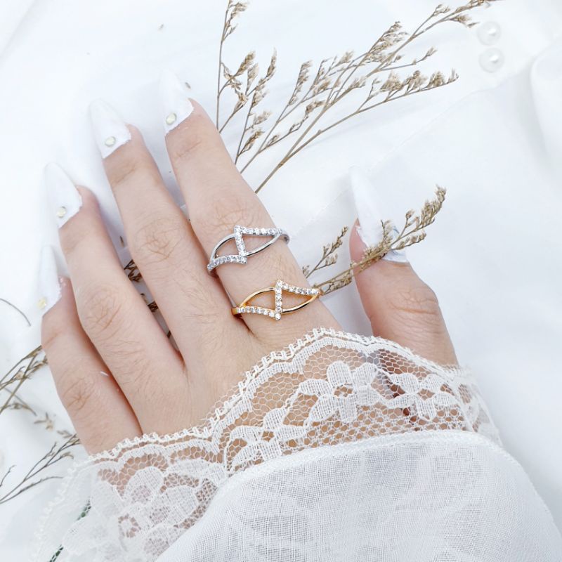 Cincin fashion korea new design white stone ♡JC-15♡