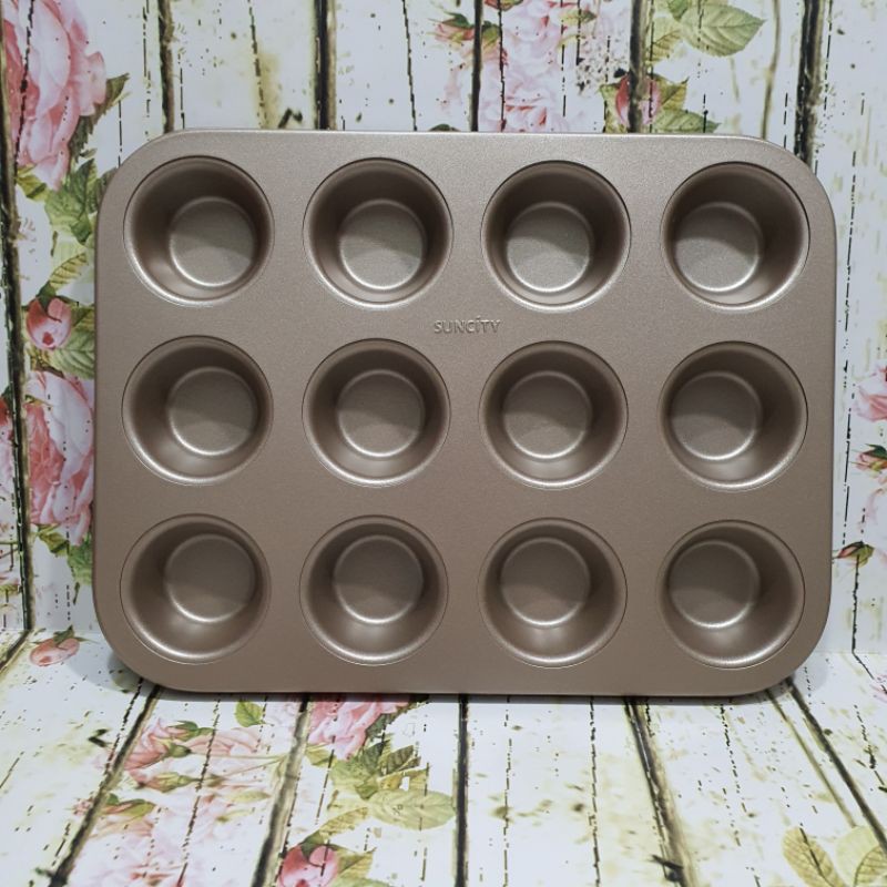 suncity 12s mini muffin cup cake baking pan / loyang kue