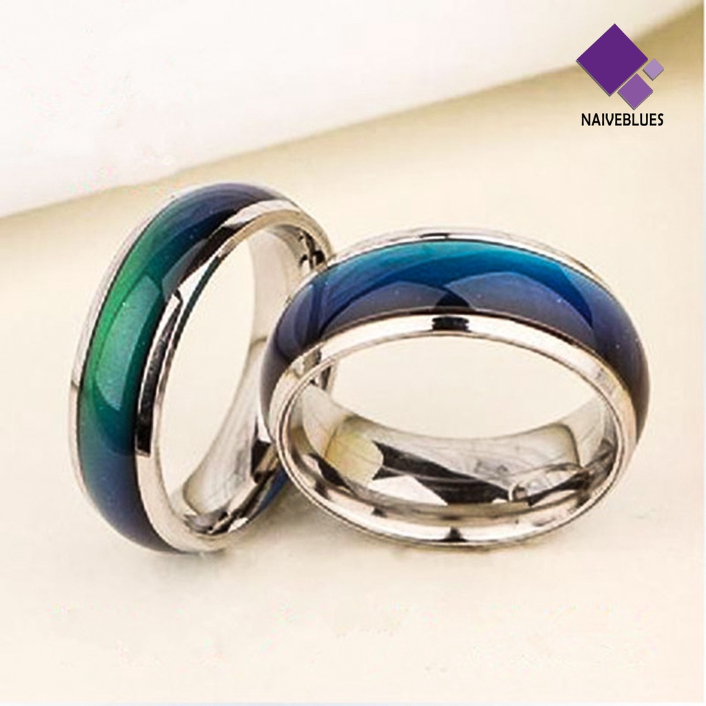 Naiveblue Cincin Mood Ring Berubah Warna Sesuai Suhu Bahan Baja Untuk Pasangan / Pria / Wanita