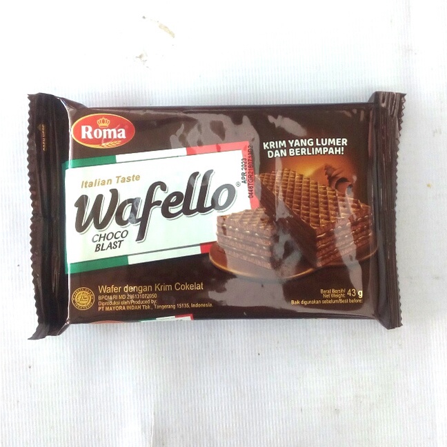 

Roma Wafello Coklat Choco Blast Italian Taste 43 gram Satuan