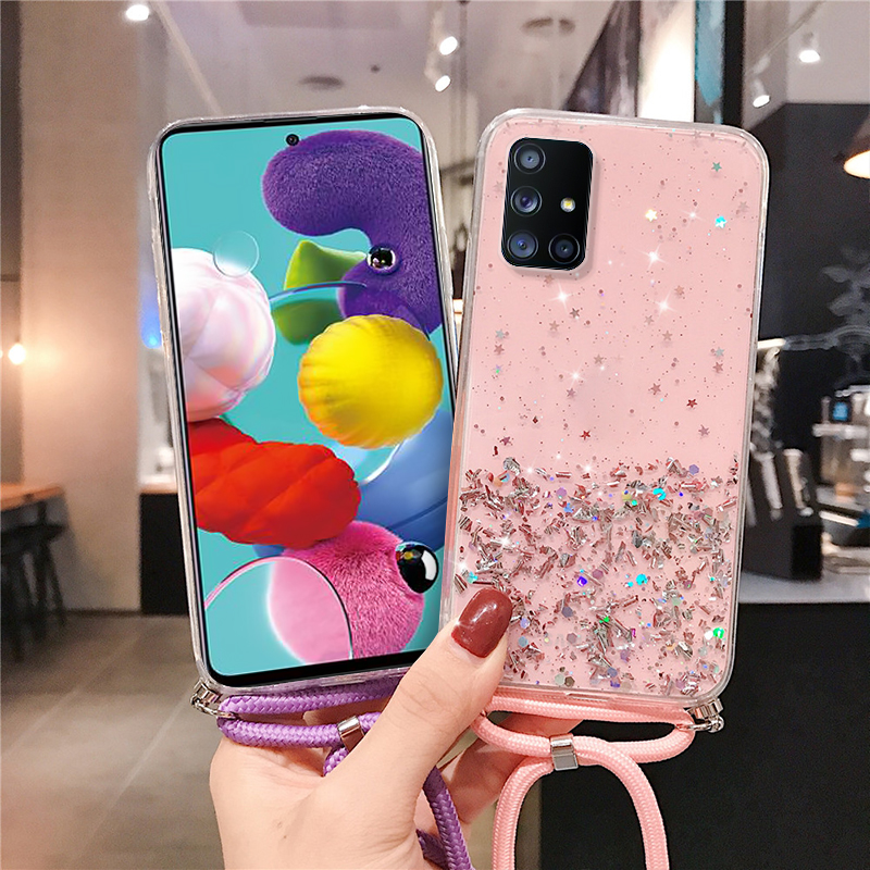 Case+Lanyard Casing Soft Case TPU Glitter untuk VIVO V20 V20SE V20Pro Y91 Y95 Y21I Y20S Y20 Y30 Y30I Y50 Y11 Y12 Y12I Y15 Y17 Y19