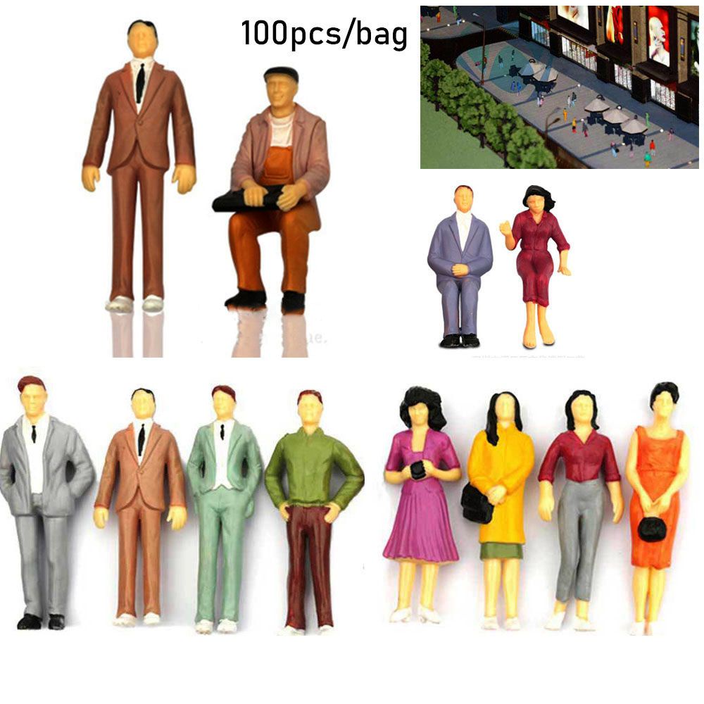 CHOOKYY 100 Pcs Model Building Action &amp; Toy Figures Passengers Train Scenery 1:100/1:150/1:75/1:50 Scale Die Characteristics Mixed Color Pose