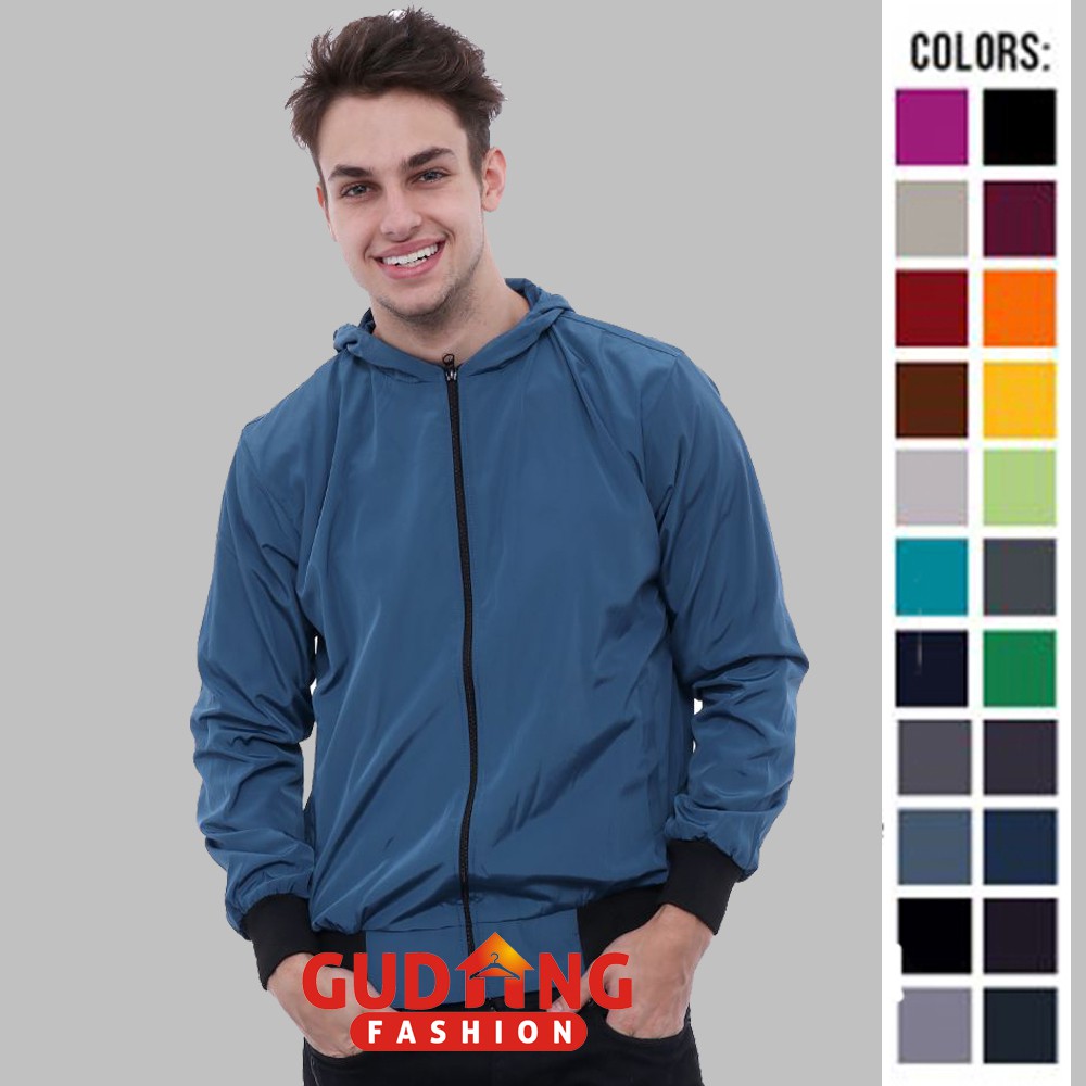 Jaket Pria Model Topi dengan Bahan Parasut Mayer Banyak Pilihan Warna - JAK (COMB)