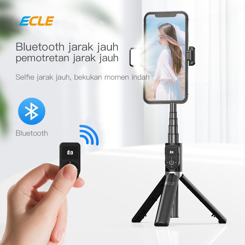 ECLE Selfie Stick / Tongsis / Tripod Handphone Bluetooth Fill Light ECLE BSE0801 / tipod bluetooth murah