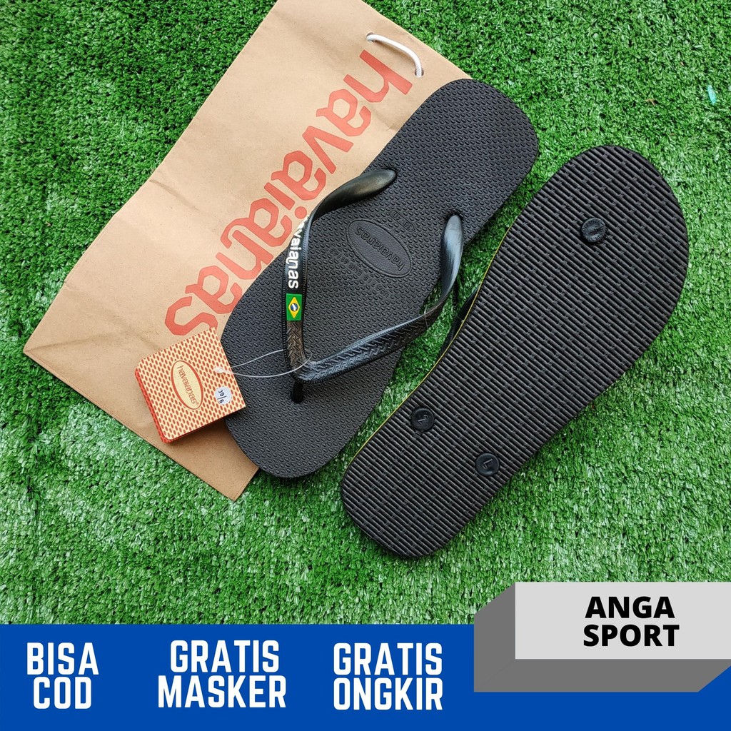 SANDAL JEPIT PRIA WANITA HITAM POLOS LOGO BRAZIL PREMIUM / SENDAL PANTAI REMAJA KEKINIAN / SANDAL SURFING DISTRO CEWEK COWOK TERMURAH