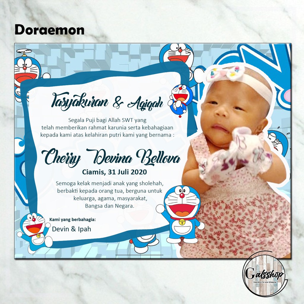 

Kartu Aqiqah / Tasyakuran Card / Stiker Aqiqah Doraemon