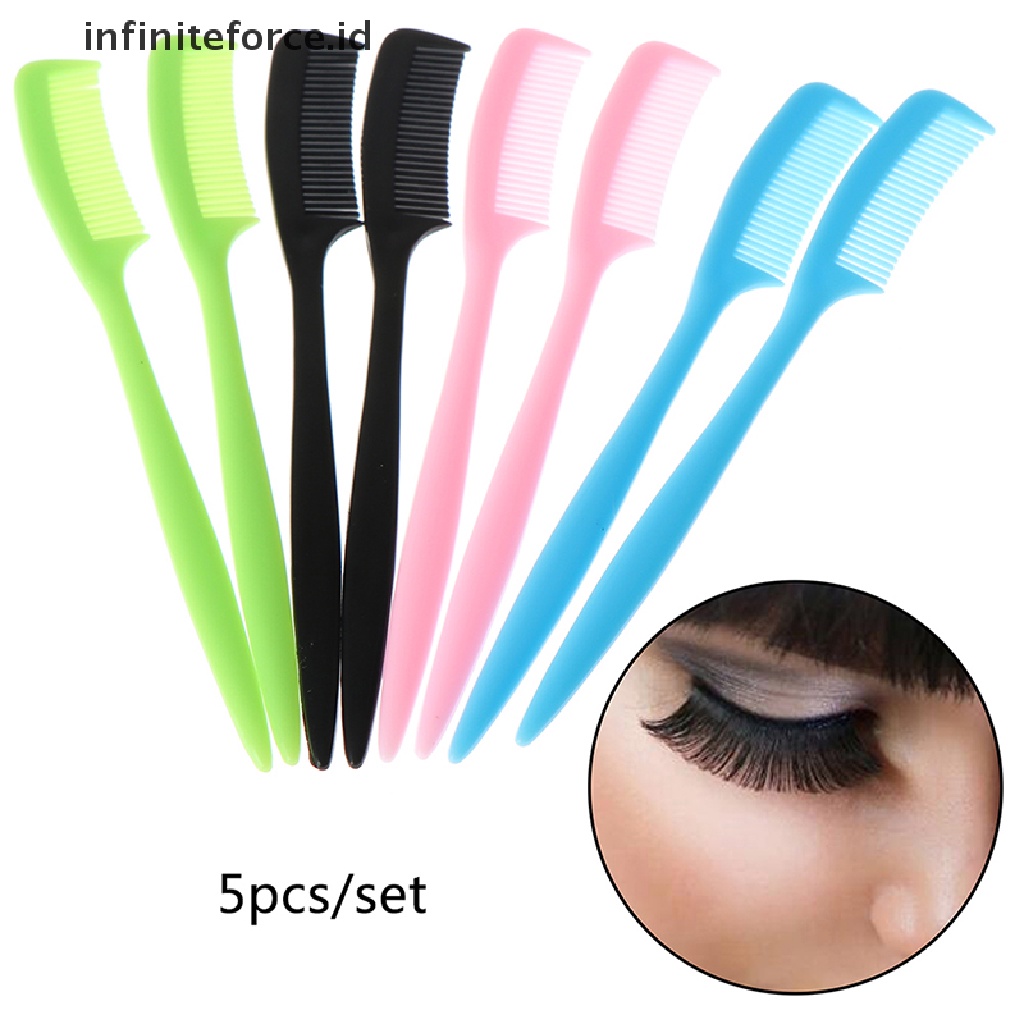 (Infiniteforce.Id) 5pcs / Set Sisir Alis / Bulu Mata Extension Bahan Plastik Untuk Makeup / Kosmetik Wanita