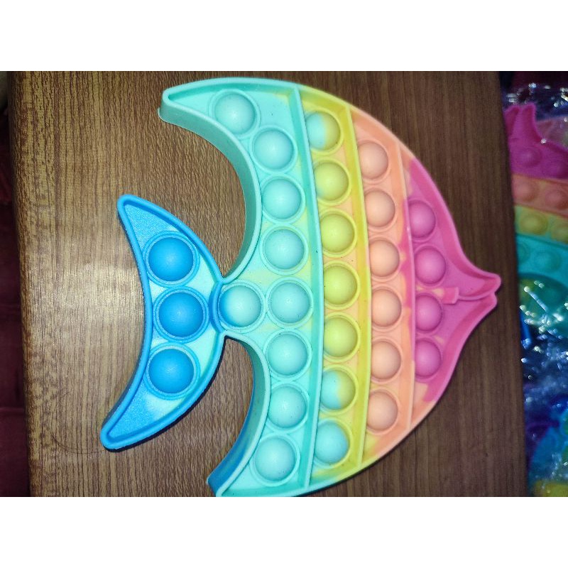 《READY STOCK 50+ JENIS》 Mainan Anak Pop it Fidget Unicorn Rainbow Versi 1-Fish pastel