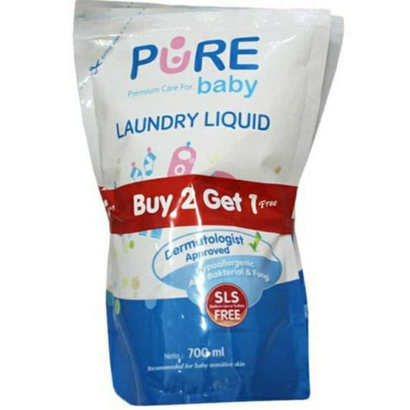 Pure Baby Laundry Liquid 700ML Refill buy 2get 1