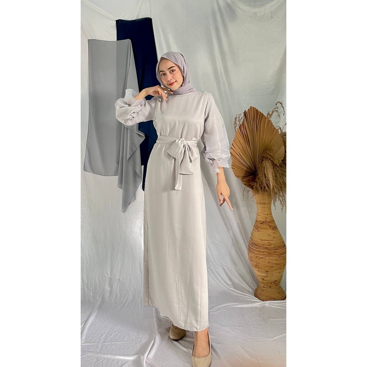 Ava Dress Organza Baju Pesta Gamis Satin Silk Muslim Kondangan Wanita