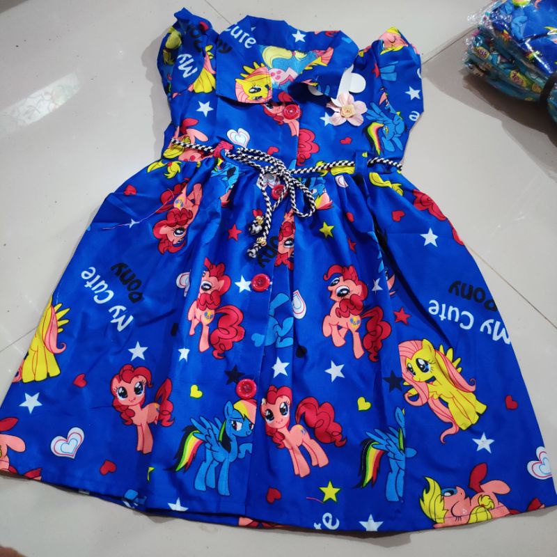 Dress anak 2 3 tahun kancing kartun hellokitty lol baju anak cewek perempuan lucu ( dress kancing HelloLoL )