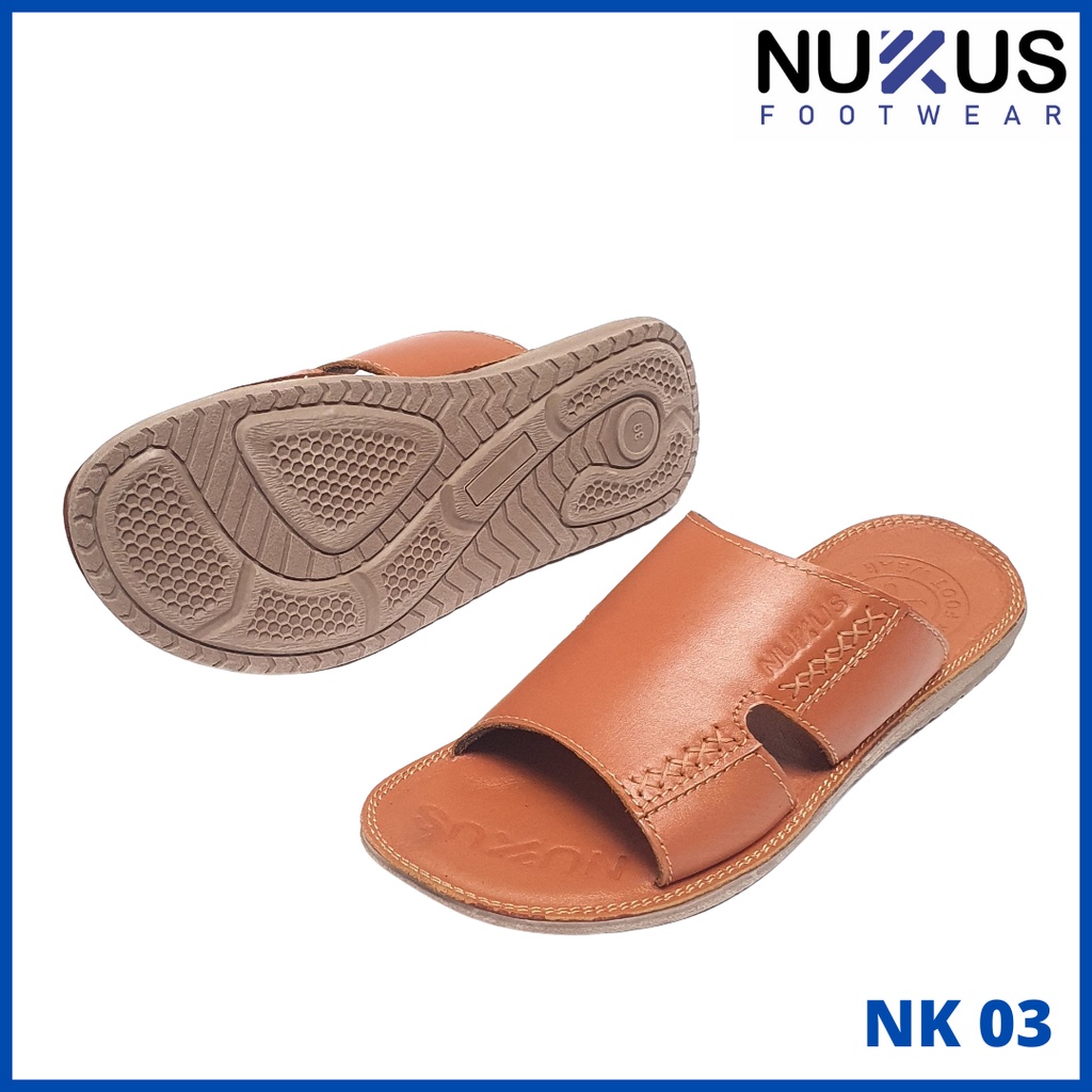 Nukus Sandal Selop Kulit Pria Gratis Sandal Japit Pria