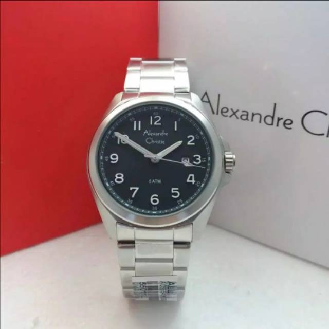 Jam Tangan Alexandre Christie 6540 Pria Silver Black Original