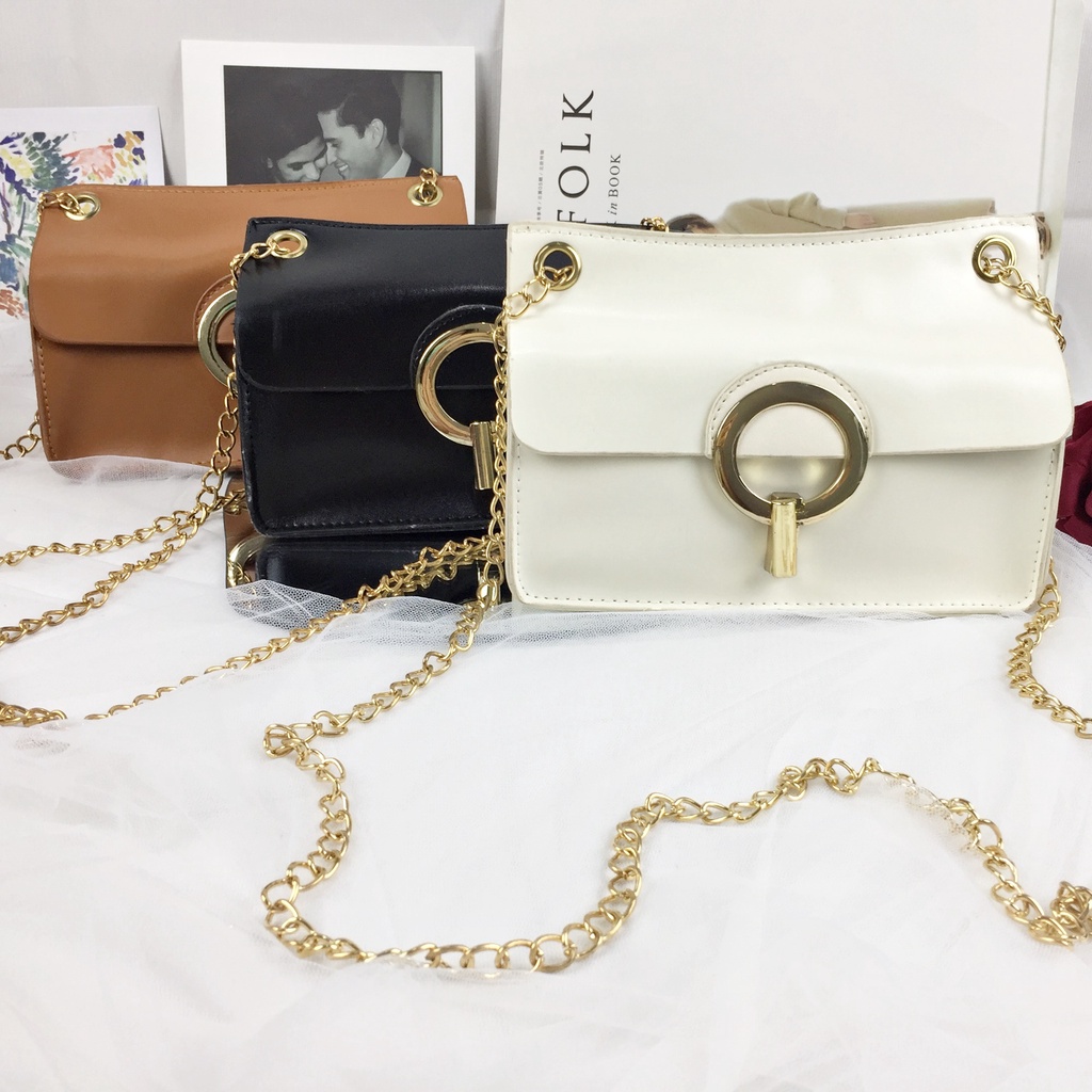 Tas Selempang Hardware Bulat Gold TAS087