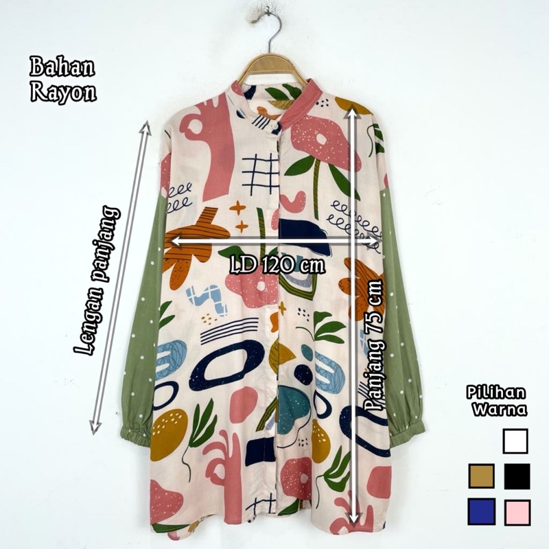 kemeja wanita  motif bahan rayon // kemeja-2