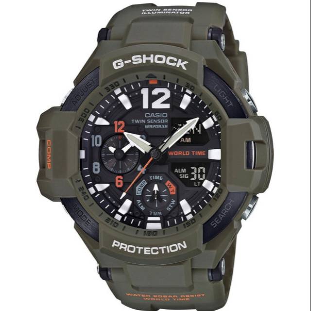 Casio G-Shock GA-1100KH-3ADR
Gravitymaster Analog Digital Twin Sensor WorldTime Watch Original