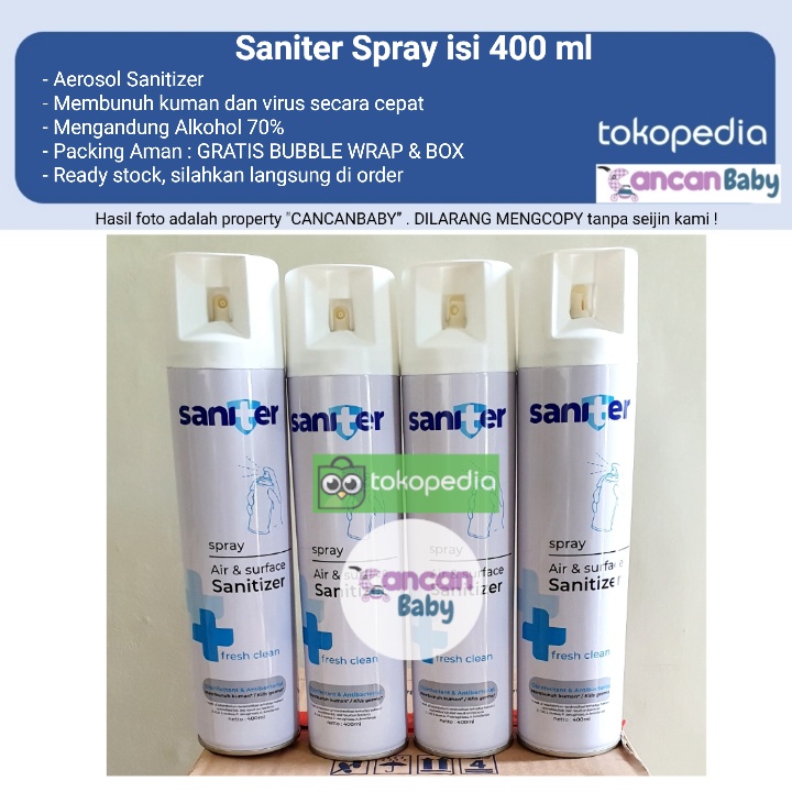 Jual Saniter Spray Air Sanitizer Aerosol 400ml Disinfectant Surface ...