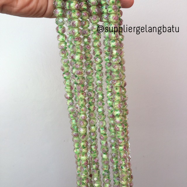 Lampwork kristal Murano 14x12mm bahan crystal ceko mawar hijau premium bahan gelang kalung fashion