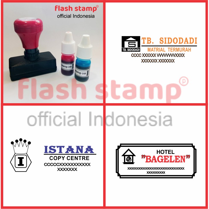 

Stempel Custom 2 Warna Persegi Panjang dan Tinta